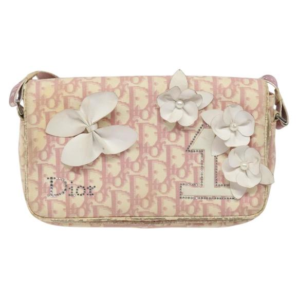 Christian Dior Trotter Canvas Shoulder Bag Silver Pink Auth yb749 - Picture 2 of 16